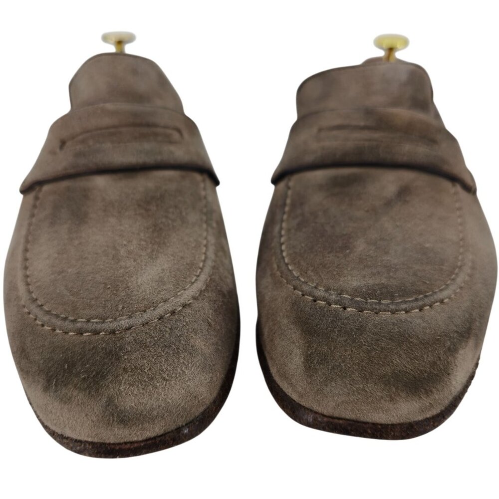 Andrea Ventura Firenze Mens 8.5D Tan Soft Suede Dress Shoes Penny Loafers Italy - Picture 10 of 11